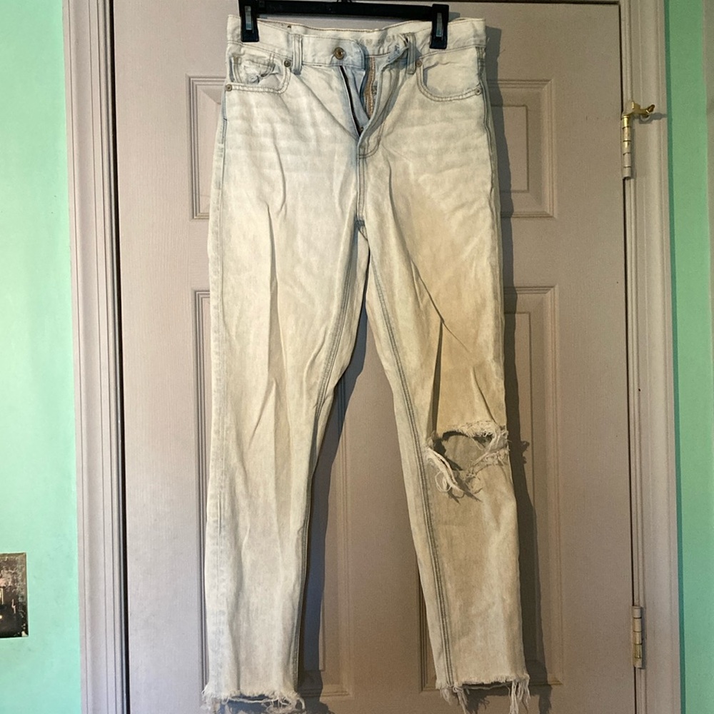 American Eagle light wash high rise